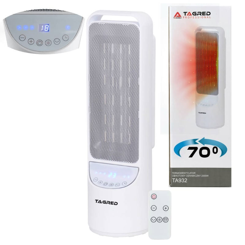 Casa si Gradina - Termice - Generatoare de aer cald - Incalzitor electric, Tagred TA932, rotativ, 2000 W, display LCD - Infinity.ro