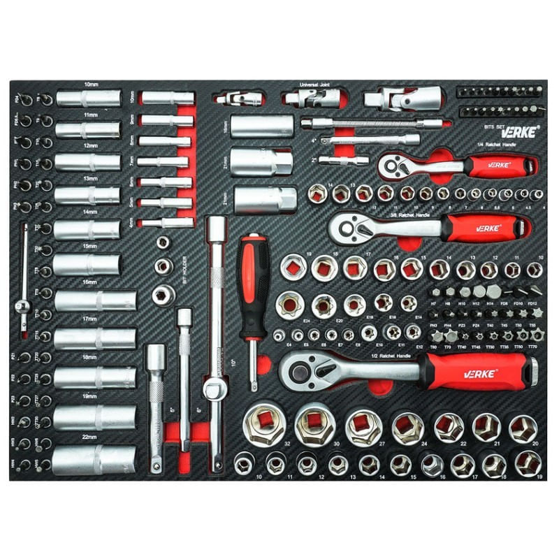 Casa si Gradina - Constructii - Depozitare, transport si protectie - Organizatoare si cutii scule - Dulap de scule, Verke V33109, 7 sertare, 306 elemente, cu roti - Infinity.ro