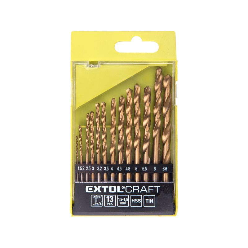 Casa si Gradina - Constructii - Scule electrice si accesorii - Seturi si accesorii pentru gaurit si insurubat - Set 13 piese burghie pentru metal, EXTOL CRAFT, 1113A, HSS, 1,5-6,5 mm - Infinity.ro