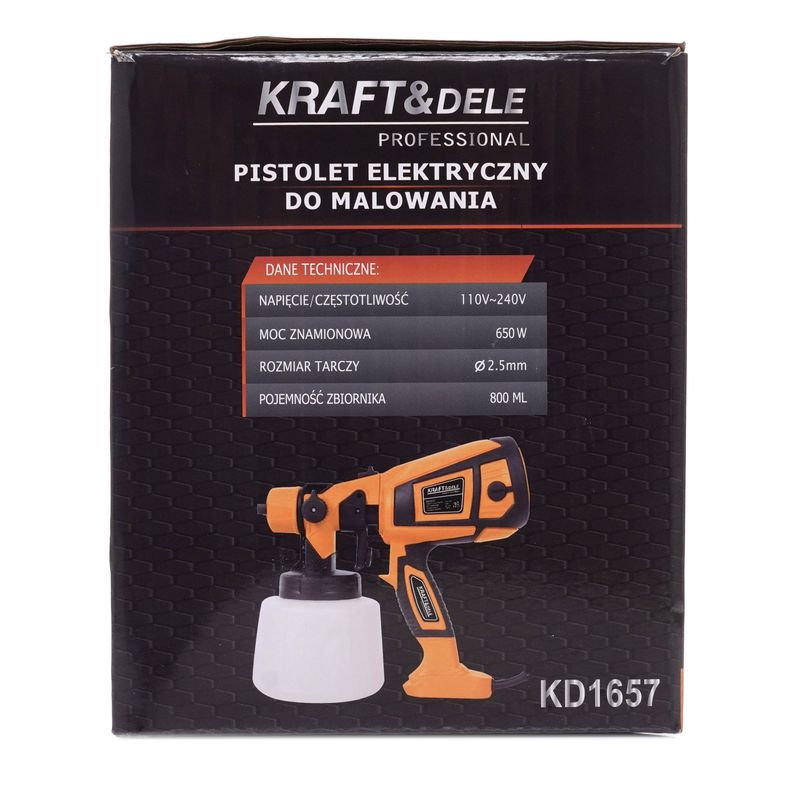 Casa si Gradina - Constructii - Vopsea si tencuieli - Pistoale si sisteme de vopsit si tencuit - Pistol de vopsit 650W 800ML, Kraft&Dele, KD1657 - Infinity.ro