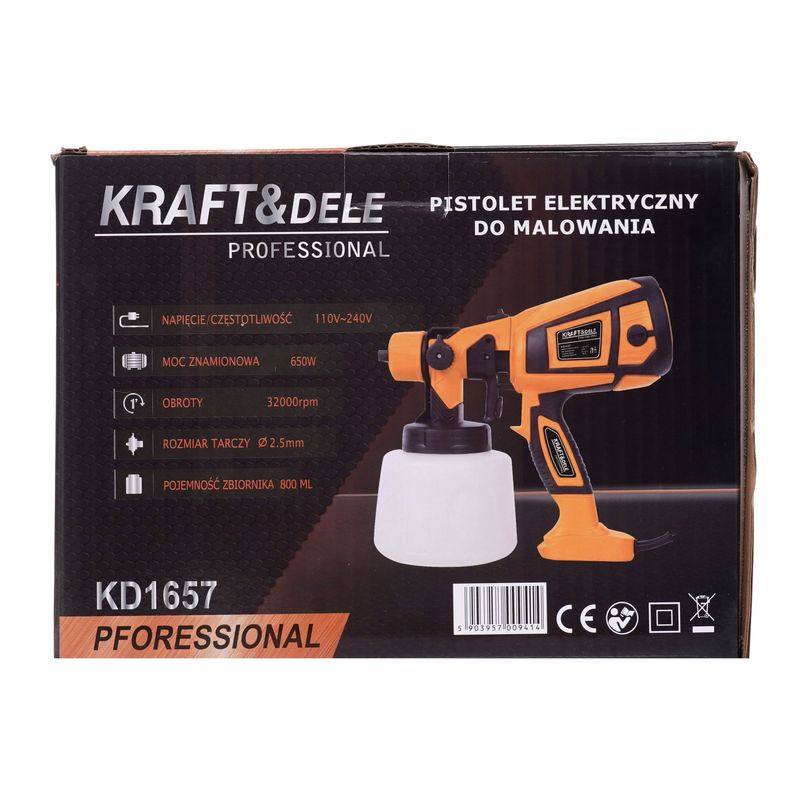 Casa si Gradina - Constructii - Vopsea si tencuieli - Pistoale si sisteme de vopsit si tencuit - Pistol de vopsit 650W 800ML, Kraft&Dele, KD1657 - Infinity.ro