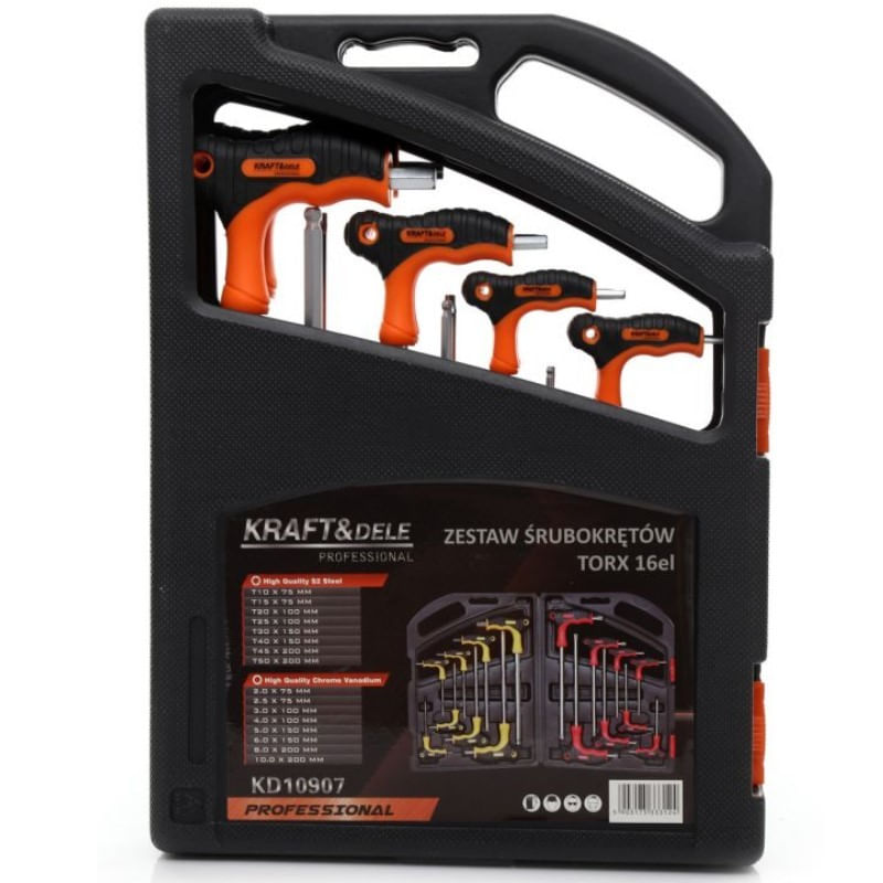 Casa si Gradina - Constructii - Scule de mana si unelte - Chei si truse chei - Set imbusi cu maner, Kraft&Dele, KD10907, Torx, 16 elemente - Infinity.ro