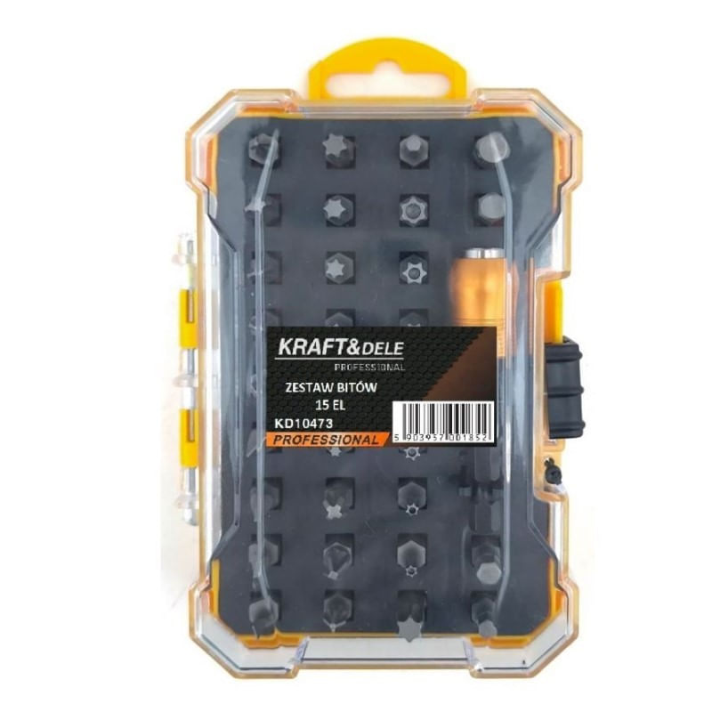 Casa si Gradina - Constructii - Scule electrice si accesorii - Seturi si accesorii pentru gaurit si insurubat - Set biti, Kraft&Dele, KD10473, 15 piese - Infinity.ro