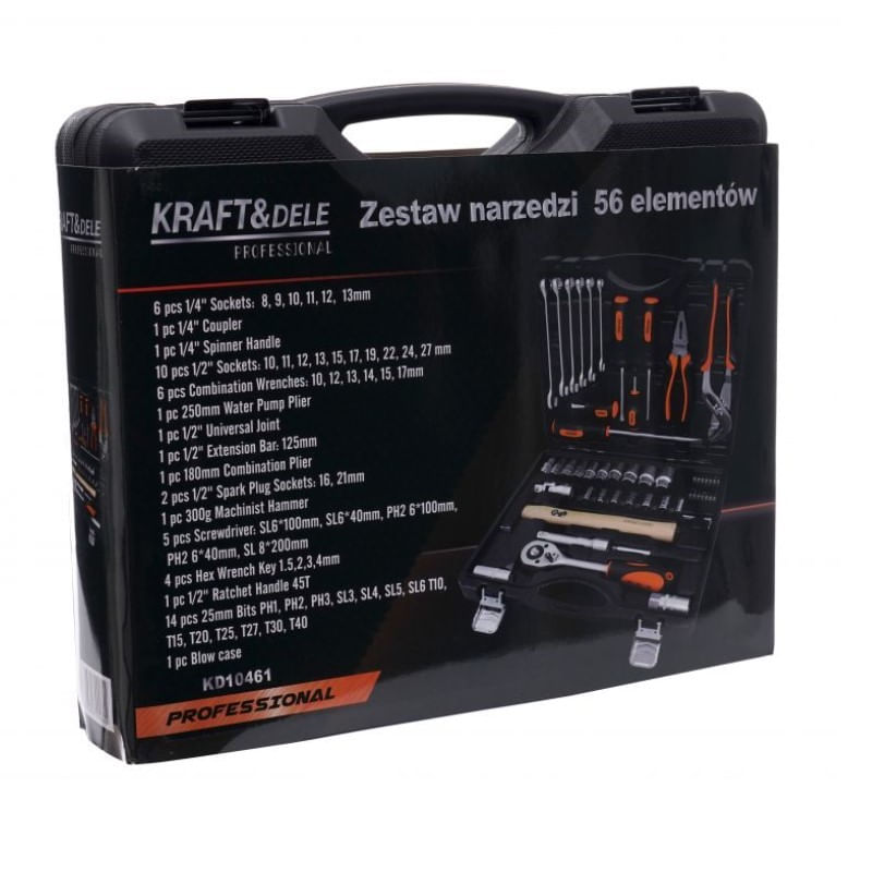 Casa si Gradina - Constructii - Scule de mana si unelte - Chei si truse chei - Trusa scule, Kraft&Dele, 56 piese - Infinity.ro