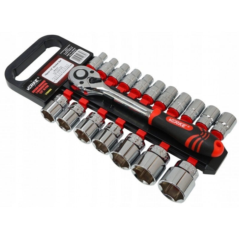 Casa si Gradina - Constructii - Scule de mana si unelte - Chei si truse chei - Set clichet si 18 prize, Verke V39090, 8-32 mm, 1/2" - Infinity.ro