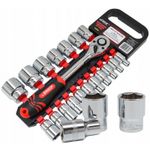 Casa si Gradina - Constructii - Scule de mana si unelte - Chei si truse chei - Set clichet si 18 prize, Verke V39090, 8-32 mm, 1/2" - Infinity.ro