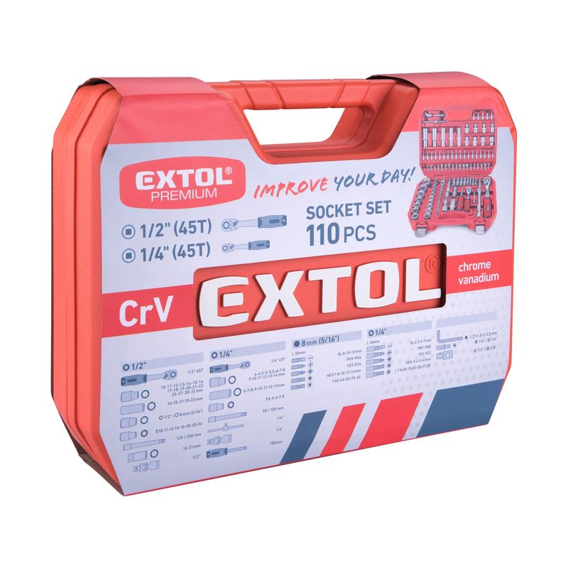 Casa si Gradina - Constructii - Scule de mana si unelte - Clesti si patenti - Set tubulare, EXTOL PREMIUM, 8818338, CrV, S2 - Infinity.ro