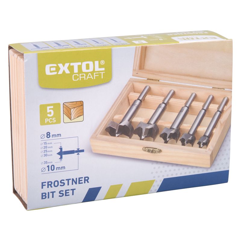 Casa si Gradina - Constructii - Scule electrice si accesorii - Seturi si accesorii pentru gaurit si insurubat - Freze pentru lemn, set 5 piese, Extol, 44015, 15-35mm - Infinity.ro