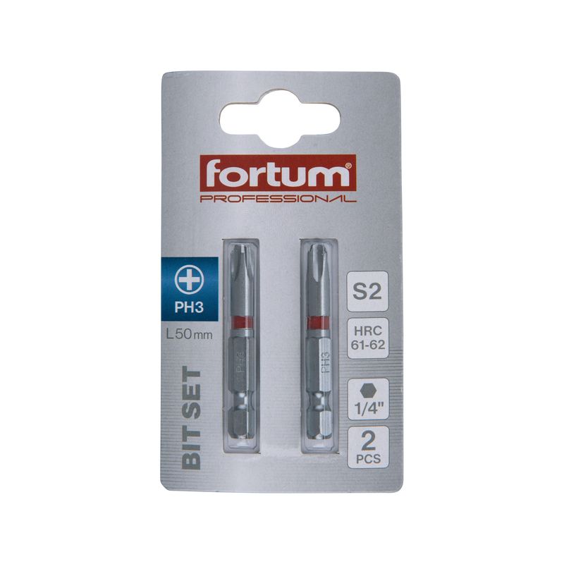 Casa si Gradina - Constructii - Scule electrice si accesorii - Seturi si accesorii pentru gaurit si insurubat - Biti set de 2 piese PH 3x50mm, FORTUM, 4741213, S2, rezistente - Infinity.ro