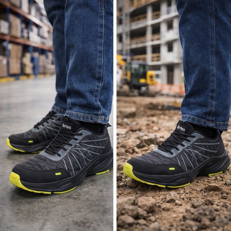 Casa si Gradina - Constructii - Echipamente de lucru - Incaltaminte protectia muncii - Adidasi de lucru barbati, Reis, protectie S1P SR cu bombeu si lamela otel, BRHOOF Gri 44 - Infinity.ro