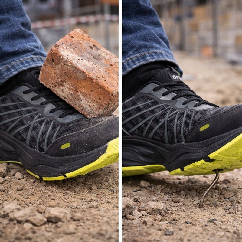 Casa si Gradina - Constructii - Echipamente de lucru - Incaltaminte protectia muncii - Adidasi de lucru barbati, Reis, protectie S1P SR cu bombeu si lamela otel, BRHOOF Gri 44 - Infinity.ro