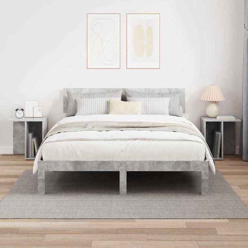 Casa si Gradina - Mobilier - Mese si birouri - Mese living - Masa laterala 2 pcs Gri din beton 37 x 32 x 40 cm Lemn compozit - Infinity.ro