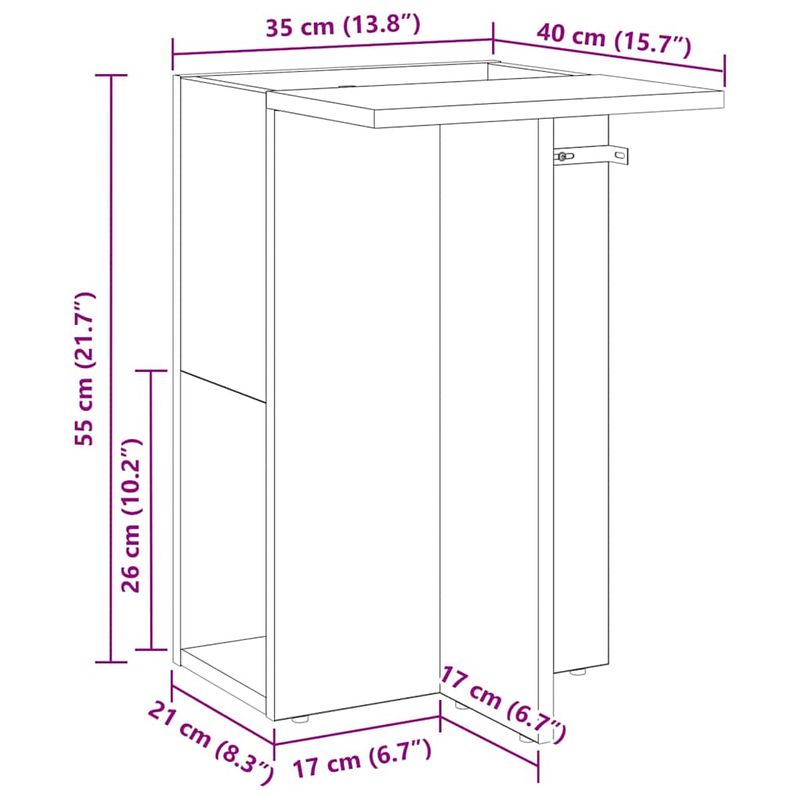 Casa si Gradina - Mobilier - Mese si birouri - Mese living - Masa laterala Stejar Negru 35 x 40 x 55 cm Lemn compozit - Infinity.ro