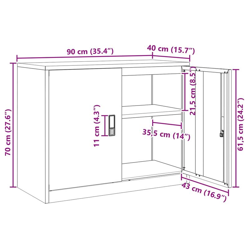 Casa si Gradina - Mobilier - Dulapuri si sifoniere - Dulapuri - Dulap de depozitare Alb 90 x 40 x 70 cm Otel Laminat la Rece - Infinity.ro
