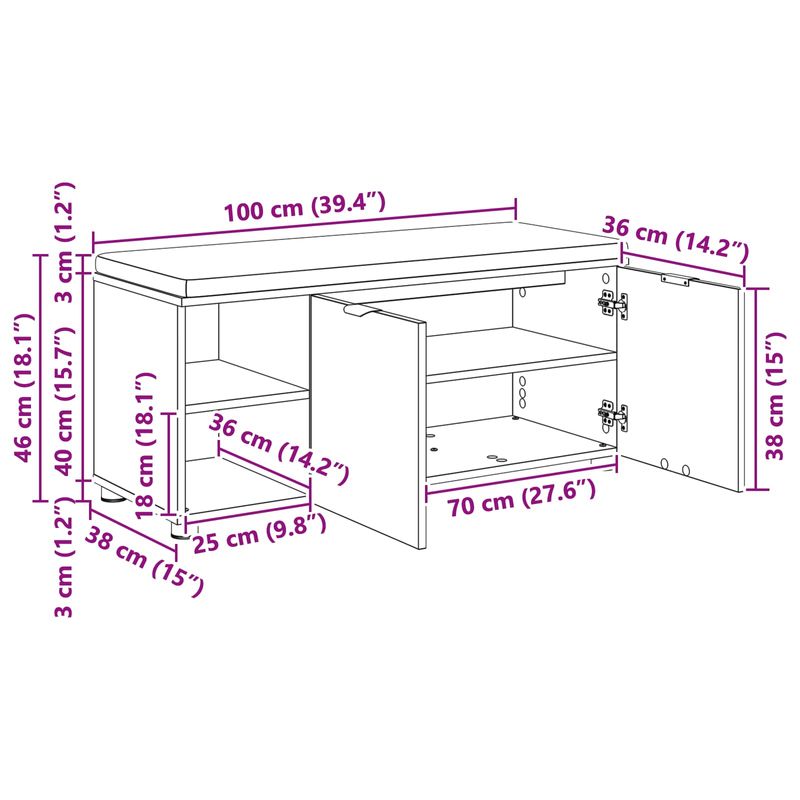 Casa si Gradina - Mobilier - Organizare si depozitare - Bancute - Banca pentru hol cu perna Stejar Artizanal 100 x 38 x 46 cm, - Infinity.ro