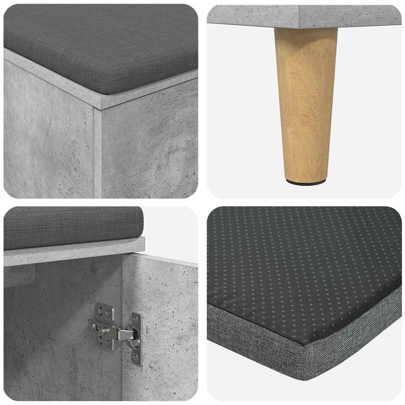 Casa si Gradina - Mobilier - Organizare si depozitare - Bancute - Banca pentru hol cu perna cu usa Gri din beton 60 x 38 x 46 cm - Infinity.ro