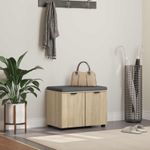 Casa si Gradina - Mobilier - Organizare si depozitare - Bancute - Banca pentru hol cu perna cu usa Stejar Sonoma 60 x 38 x 46 cm, - Infinity.ro