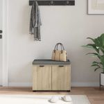 Casa si Gradina - Mobilier - Organizare si depozitare - Bancute - Banca pentru hol cu perna cu usa Stejar Sonoma 60 x 38 x 46 cm, - Infinity.ro