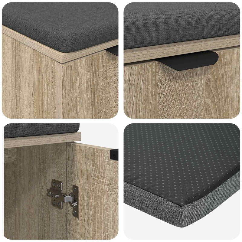 Casa si Gradina - Mobilier - Organizare si depozitare - Bancute - Banca pentru hol cu perna cu usa Stejar Sonoma 60 x 38 x 46 cm, - Infinity.ro
