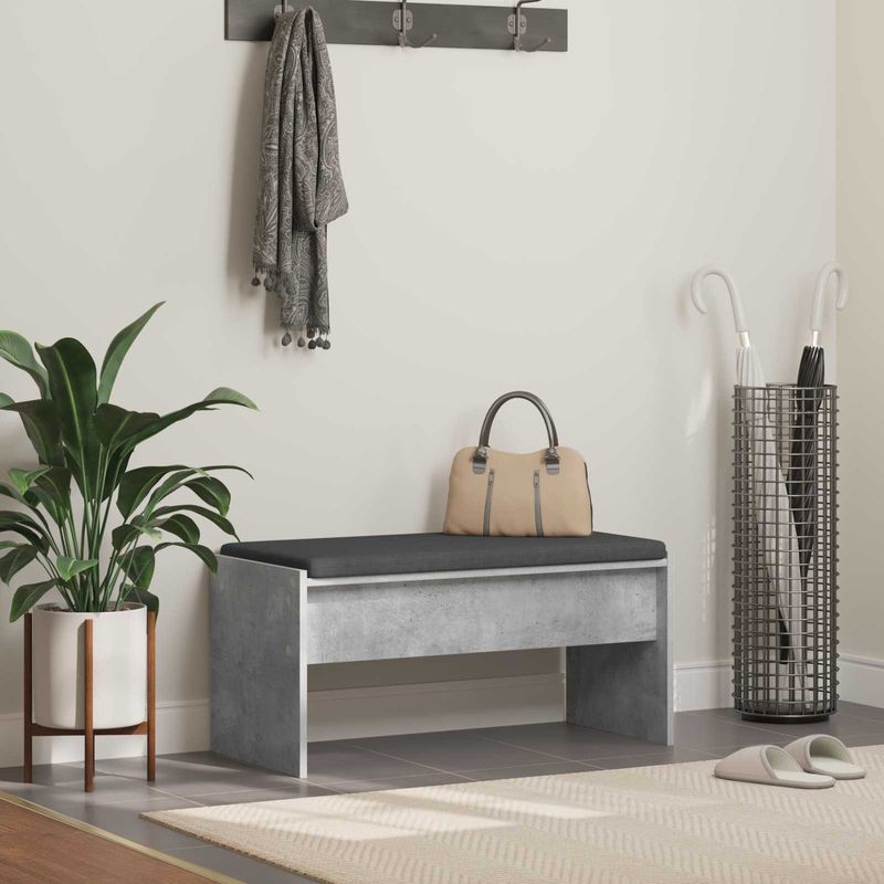 Casa si Gradina - Mobilier - Organizare si depozitare - Bancute - Banca pentru hol cu perna Gri din beton 83 x 38 x 40 cm - Infinity.ro