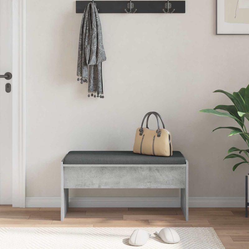 Casa si Gradina - Mobilier - Organizare si depozitare - Bancute - Banca pentru hol cu perna Gri din beton 83 x 38 x 40 cm - Infinity.ro