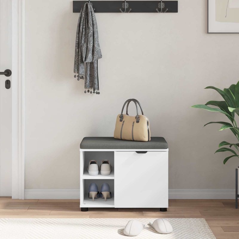 Casa si Gradina - Mobilier - Organizare si depozitare - Bancute - Banca pentru hol cu perna Simplu Alb 60 x 38 x 46 cm - Infinity.ro