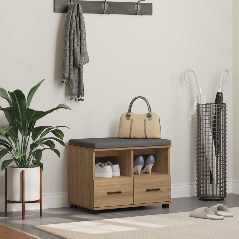 Casa si Gradina - Mobilier - Canapele si coltare - Banchete - Banca pentru hol cu perna Stejar Artizanal 60 x 38 x 46 cm - Infinity.ro