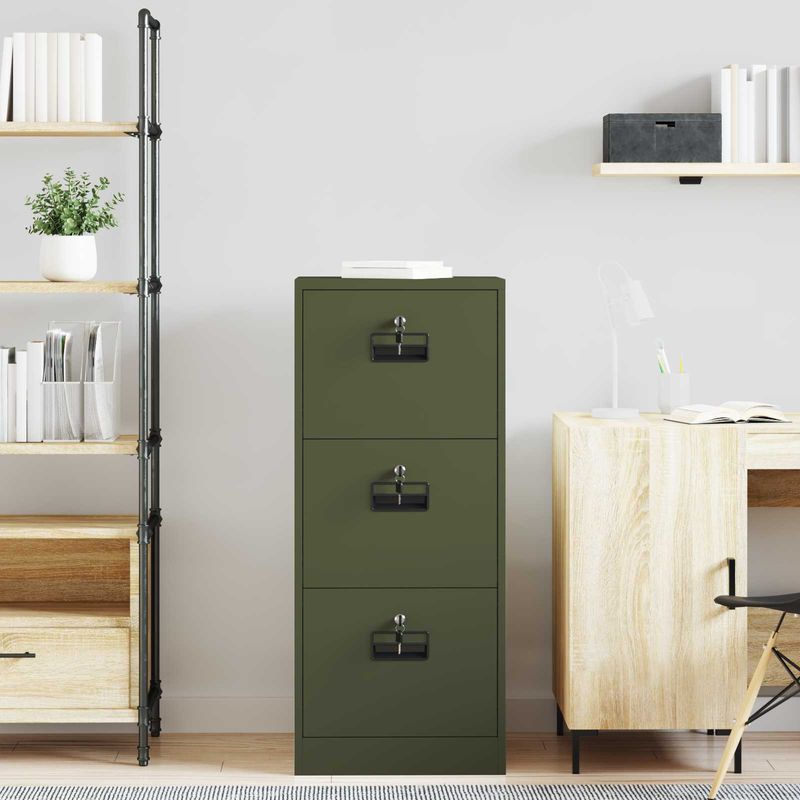 Casa si Gradina - Mobilier - Dulapuri si sifoniere - Dulapuri - Dulap pentru Fisiere cu raft Verde masliniu 44 x 50 x 106.5 cm - Infinity.ro