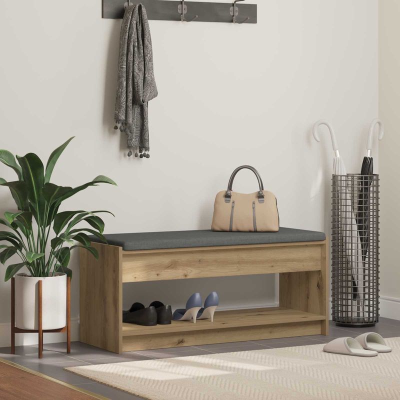 Casa si Gradina - Mobilier - Organizare si depozitare - Bancute - Banca pentru hol cu perna Stejar Artizanal 103 x 38 x 45 cm - Infinity.ro