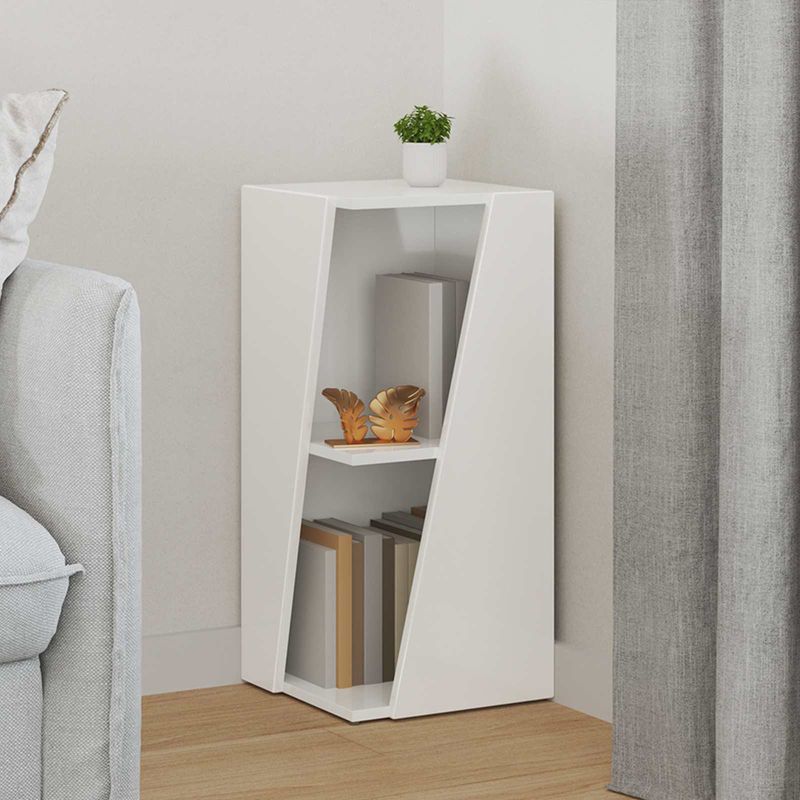 Casa si Gradina - Mobilier - Biblioteci si rafturi - Biblioteci - Raft lateral Alb lucios 33 x 32 x 70,5 cm Lemn compozit - Infinity.ro