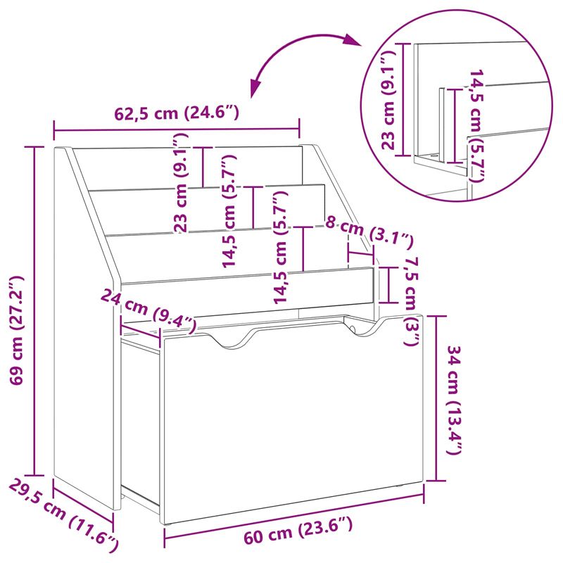 Casa si Gradina - Mobilier - Biblioteci si rafturi - Rafturi - Raft pentru copii cu sertar Stejar Artizanal 60 x 29,5 x 69 cm - Infinity.ro