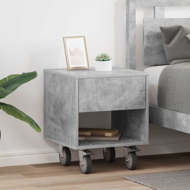 Casa si Gradina - Mobilier - Comode si corpuri - Noptiere - Noptiera 2 pcs Gri din beton 40,5 x 40 x 48 cm Lemn compozit - Infinity.ro