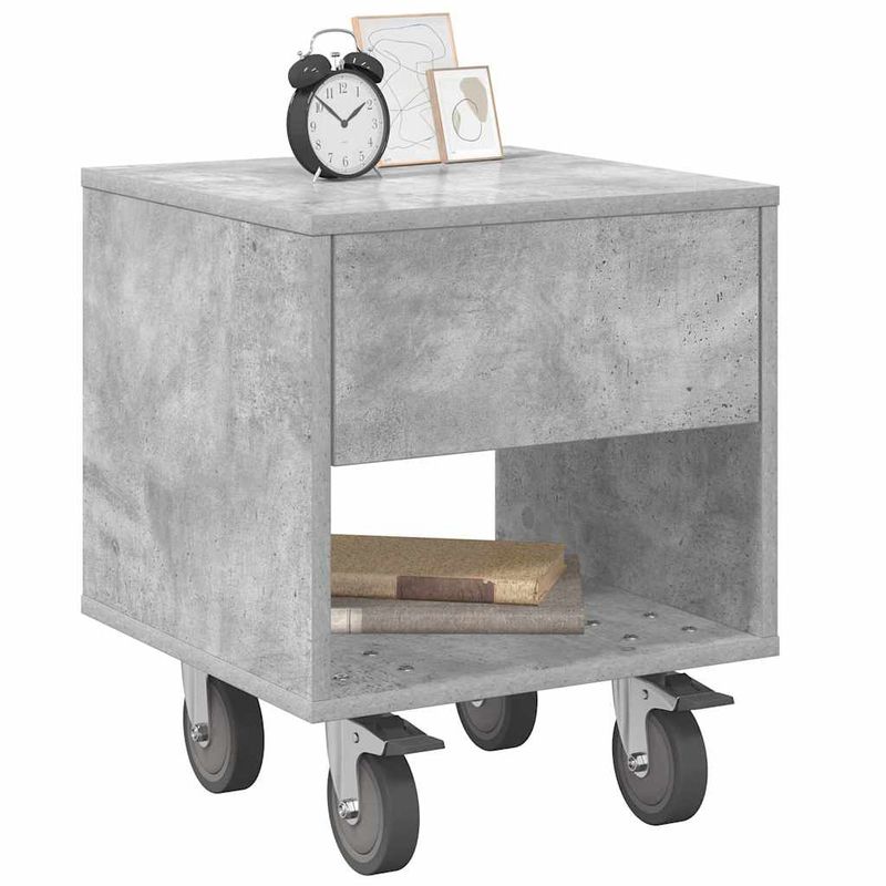 Casa si Gradina - Mobilier - Comode si corpuri - Noptiere - Noptiera 2 pcs Gri din beton 40,5 x 40 x 48 cm Lemn compozit - Infinity.ro