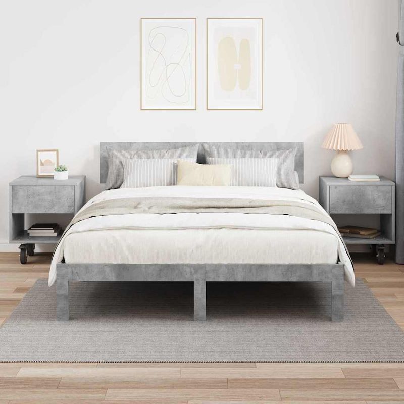 Casa si Gradina - Mobilier - Comode si corpuri - Noptiere - Noptiera 2 pcs Gri din beton 40,5 x 40 x 48 cm Lemn compozit - Infinity.ro