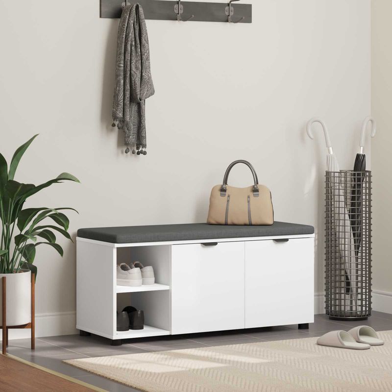Casa si Gradina - Mobilier - Organizare si depozitare - Bancute - Banca pentru hol cu perna Simplu Alb 100 x 38 x 46 cm - Infinity.ro