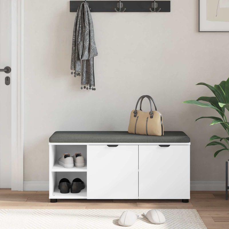 Casa si Gradina - Mobilier - Organizare si depozitare - Bancute - Banca pentru hol cu perna Simplu Alb 100 x 38 x 46 cm - Infinity.ro