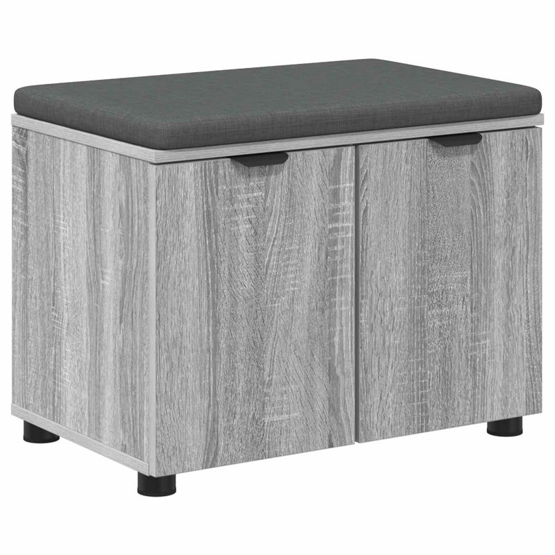 Casa si Gradina - Mobilier - Canapele si coltare - Banchete - Banca pentru hol cu perna cu usa Gri Sonoma 60 x 38 x 46 cm - Infinity.ro