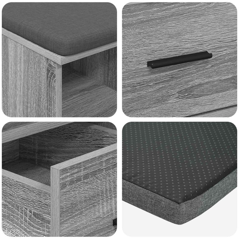 Casa si Gradina - Mobilier - Organizare si depozitare - Bancute - Banca pentru hol cu perna cu sertar Gri Sonoma 60 x 38 x 46 cm - Infinity.ro
