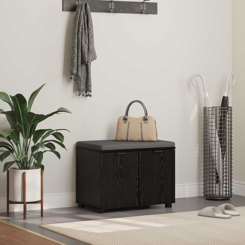 Casa si Gradina - Mobilier - Organizare si depozitare - Bancute - Banca pentru hol cu perna cu usa Stejar Negru, 60 x 38 x 46 cm - Infinity.ro