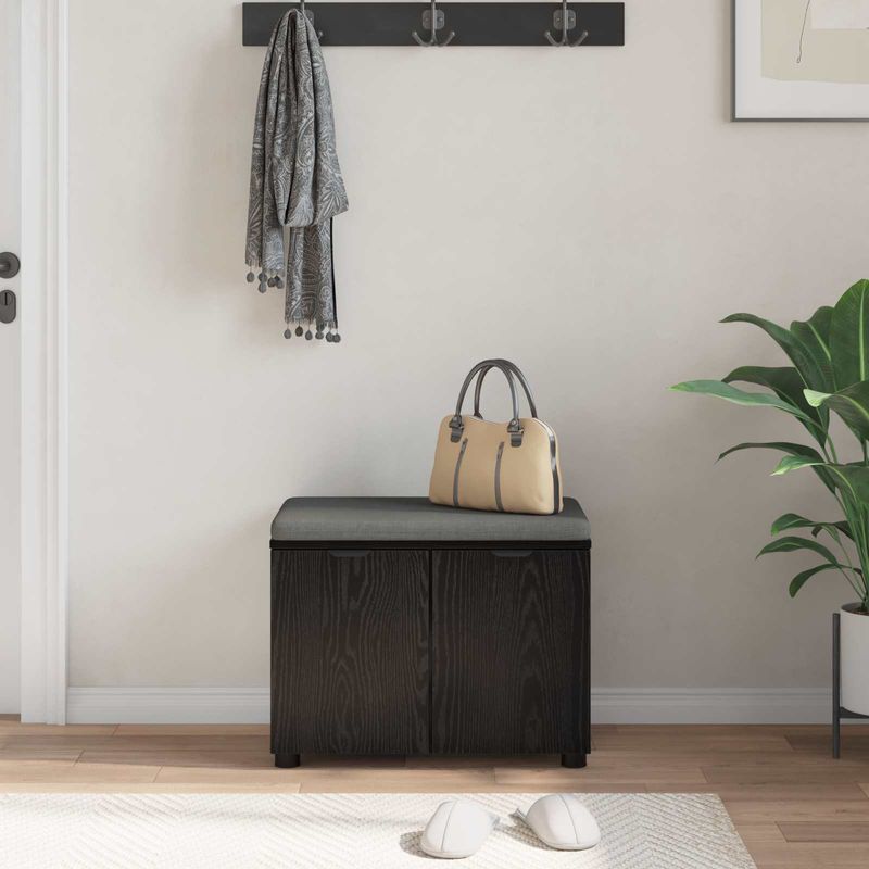 Casa si Gradina - Mobilier - Organizare si depozitare - Bancute - Banca pentru hol cu perna cu usa Stejar Negru, 60 x 38 x 46 cm - Infinity.ro