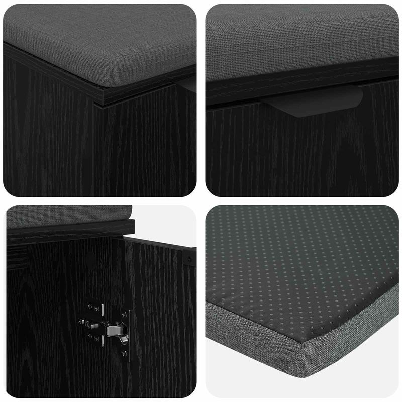 Casa si Gradina - Mobilier - Organizare si depozitare - Bancute - Banca pentru hol cu perna cu usa Stejar Negru, 60 x 38 x 46 cm - Infinity.ro