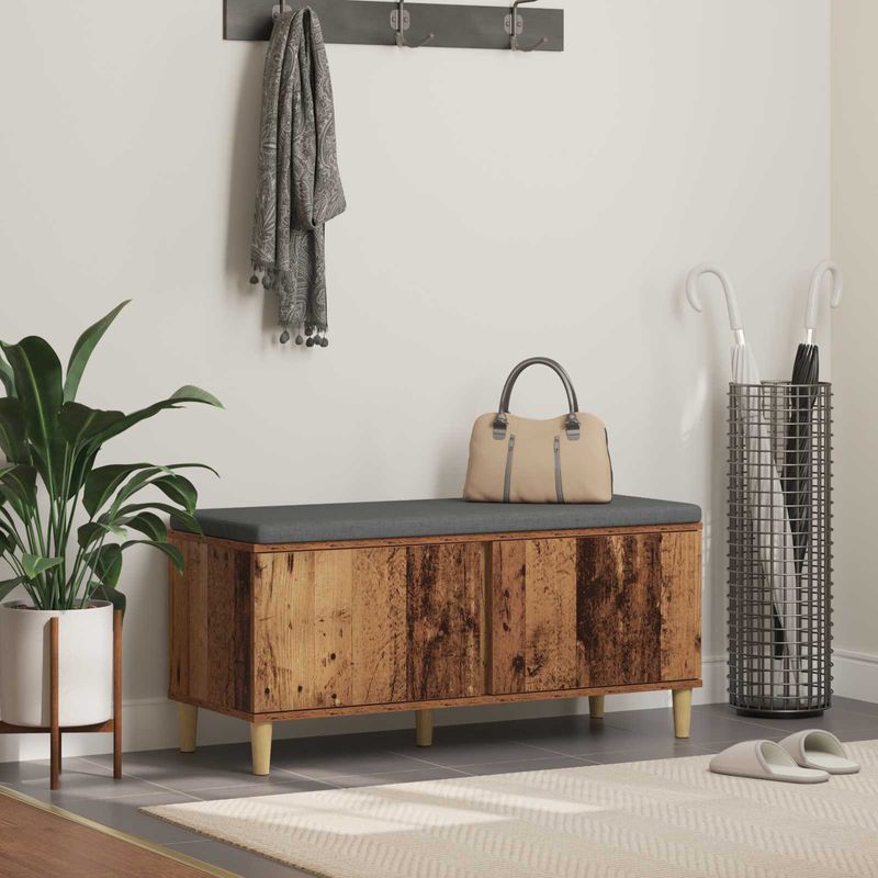 Casa si Gradina - Mobilier - Organizare si depozitare - Bancute - Banca pentru hol cu perna cu usa Lemn vechi, 60 x 38 x 46 cm, - Infinity.ro