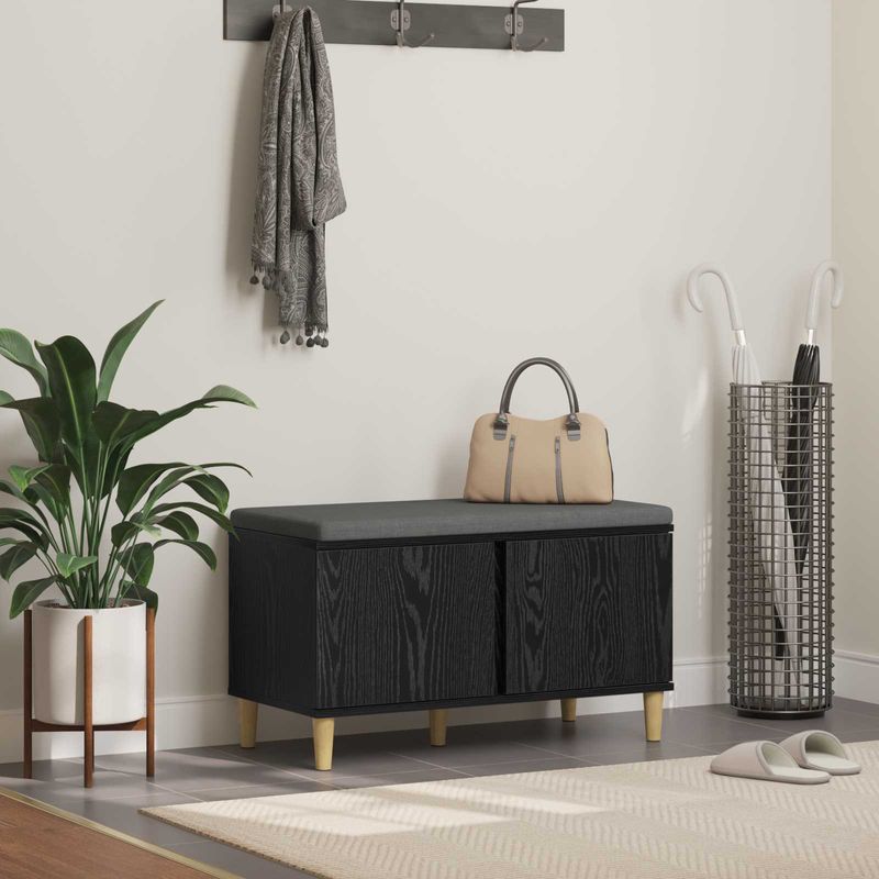 Casa si Gradina - Mobilier - Organizare si depozitare - Bancute - Banca pentru hol cu perna cu usa Stejar Negru 60 x 38 x 46 cm - Infinity.ro