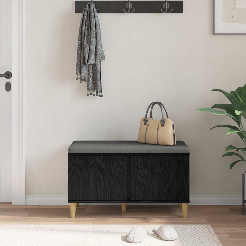 Casa si Gradina - Mobilier - Organizare si depozitare - Bancute - Banca pentru hol cu perna cu usa Stejar Negru 60 x 38 x 46 cm - Infinity.ro
