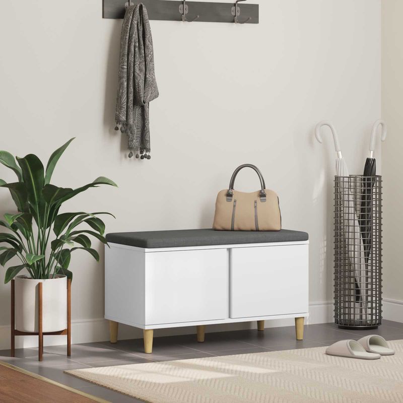 Casa si Gradina - Mobilier - Organizare si depozitare - Bancute - Banca pentru hol cu perna, cu depozitare Alb 60 x 38 x 46 cm - Infinity.ro