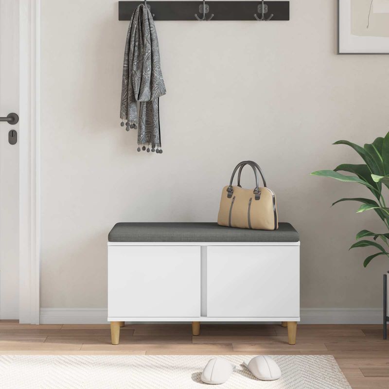 Casa si Gradina - Mobilier - Organizare si depozitare - Bancute - Banca pentru hol cu perna, cu depozitare Alb 60 x 38 x 46 cm - Infinity.ro