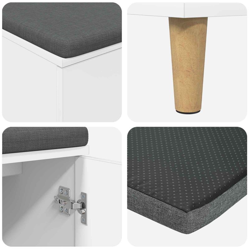 Casa si Gradina - Mobilier - Organizare si depozitare - Bancute - Banca pentru hol cu perna, cu depozitare Alb 60 x 38 x 46 cm - Infinity.ro