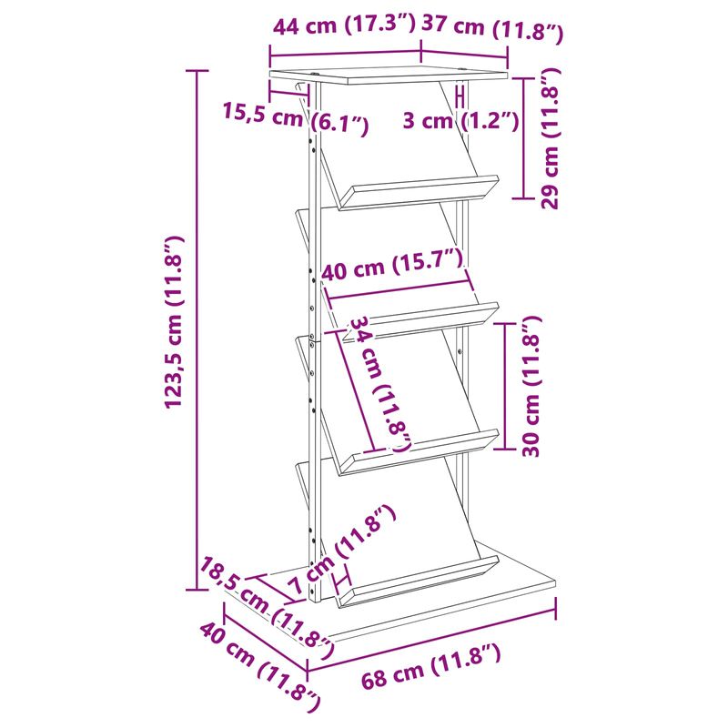 Casa si Gradina - Mobilier - Biblioteci si rafturi - Rafturi - Raft pentru reviste cu raft Stejar fumuriu 68 x 40 x 123.5 cm - Infinity.ro