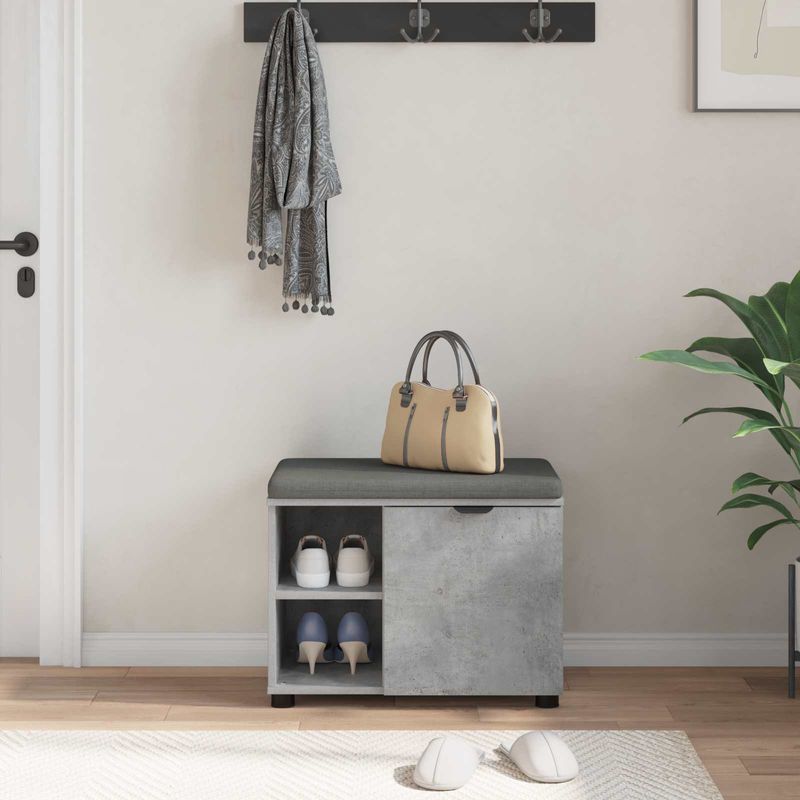 Casa si Gradina - Mobilier - Organizare si depozitare - Bancute - Banca pentru hol cu perna Simplu Gri din beton 60 x 38 x 46 cm - Infinity.ro