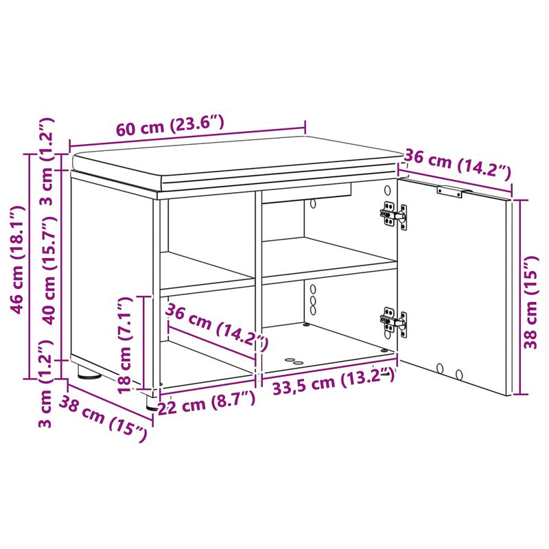Casa si Gradina - Mobilier - Organizare si depozitare - Bancute - Banca pentru hol cu perna Simplu Gri din beton 60 x 38 x 46 cm - Infinity.ro